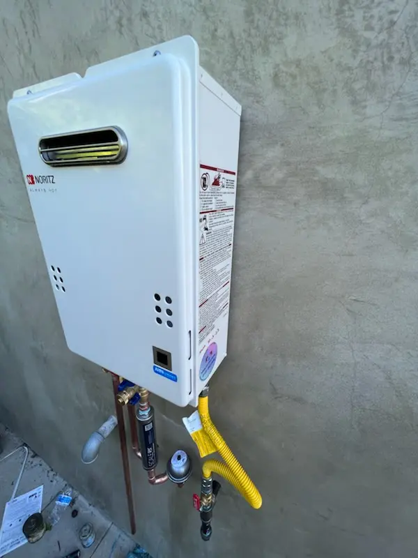 Tankless water heater installation for Riverwind homes